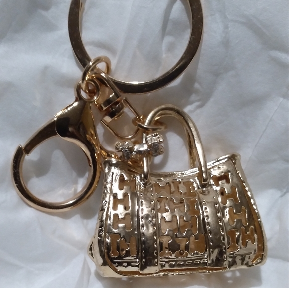 Purse chain or keychain gold with blue rhinestones - Picture 4 of 6